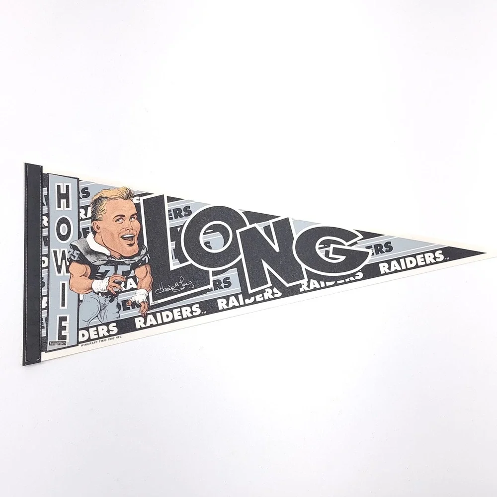 Vintage Oakland Raiders Howie Long Pennant WinCraft‎ 1992 Silver Black Rare